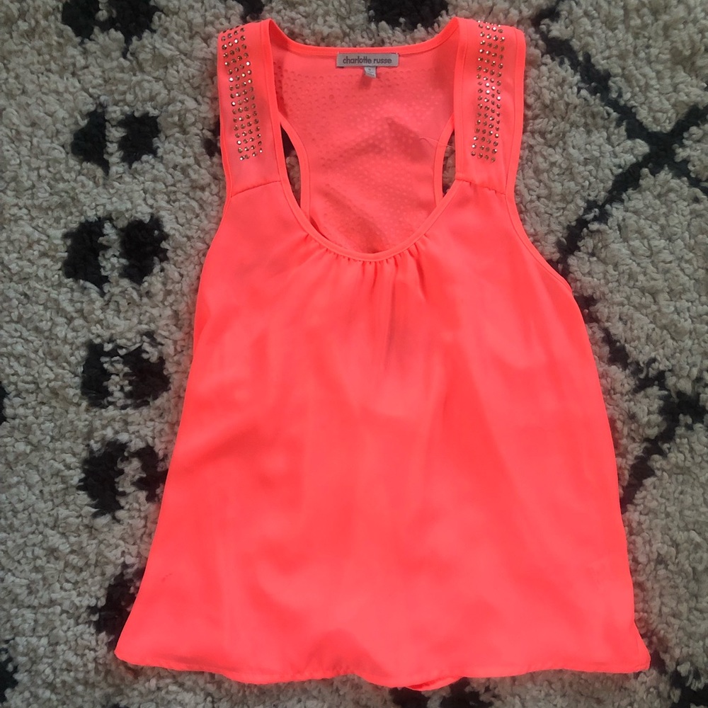 Charlotte Russe Neon Chiffon Tank